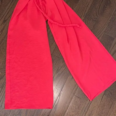 Evereve Womens Dani Cutout Sleeveless Braided Belted Jumpsuit Red pink Medium NW