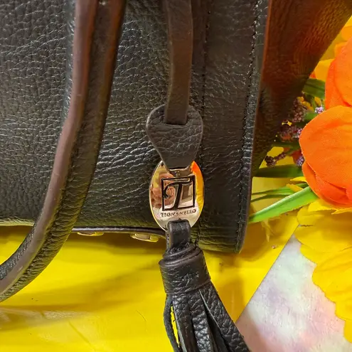 Tignanello Black Shoulder Bag with Classic Design and Silver Hardware