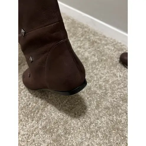 Botkier Leather Pull Up Knee Boots 38 / 7.5 Brown Leather