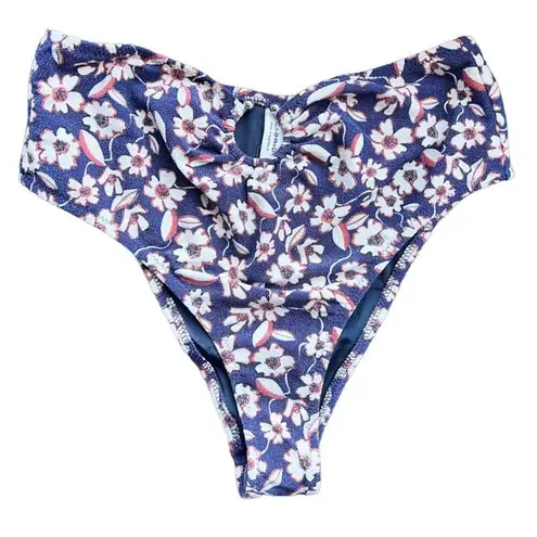 Free People NWT Bec & Bridge  Violetta Ring High Bikini Bottoms Navy Floral