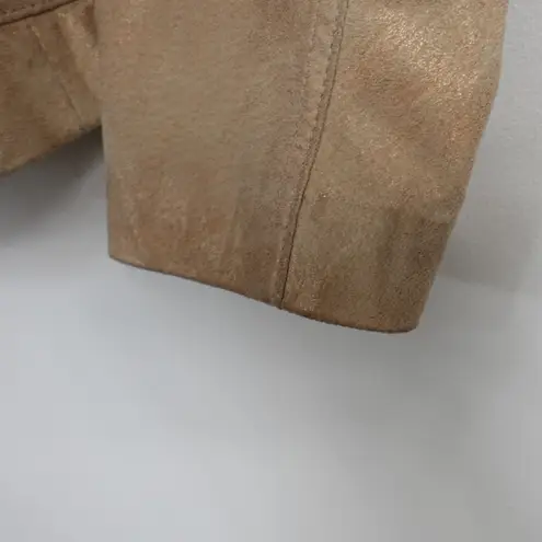 Vintage Y2K New York & Company Copper Gold Shimmer 100% Leather Blazer Size 2