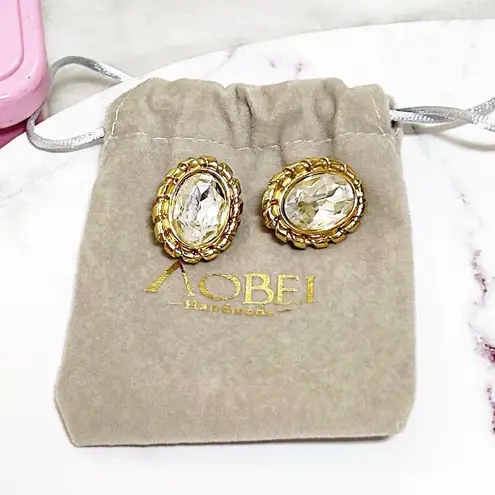 Givenchy Authentic RARE Vintage 18kt G.P Crystal Statement Earrings