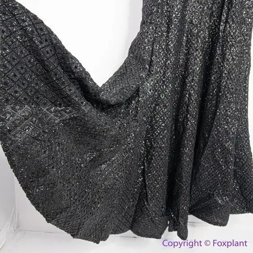 City Chic NEW Luxe Maxi estravaganza tinkerbell black shimmering dress slit, L