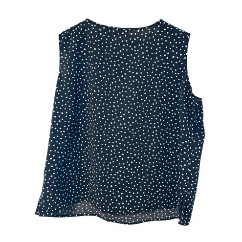 Bonworth Black Polka Dot Sleeveless Top Blouse Career Casual