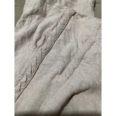 Jason Wu Linen Blend Tan Khaki High Rise Trousers Braid Accent 6 Cropped