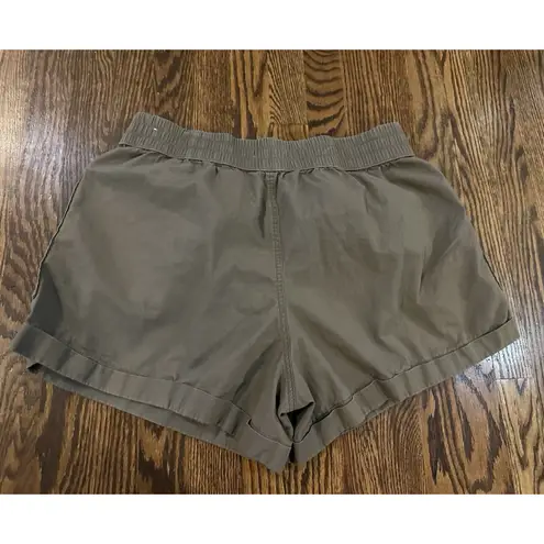 Abercrombie & Fitch Abercrombie Women's Brown Green Khaki Cargo Shorts Elastic Waist Cotton Size L - Image 8