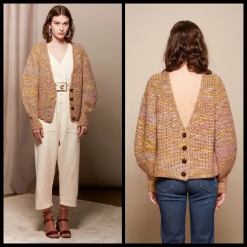 Ba&sh 💕💕 Gilet Haili Reversible Cardigan Sweater ~ Jaune Knit Small US 6 - Image 10