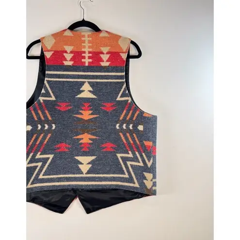 Stark Womens Vest Gray V Neck Slim Fit Waistcoat Wool Southwestern Aztec Large Orange