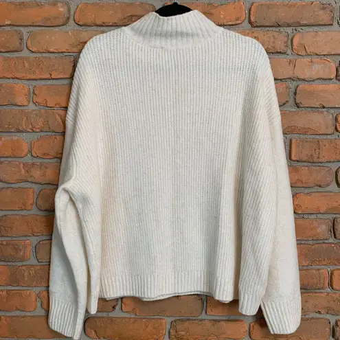 Loft  Women's Mock Turtleneck Cable‎ Knit Oversized Pullover Sweater Ivory Size M