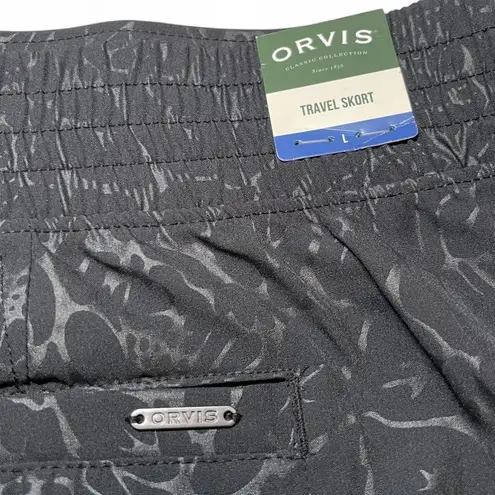 Orvis NWT! Women's Black Rose Embossed Floral Print Pull-On Travel Skort Size L