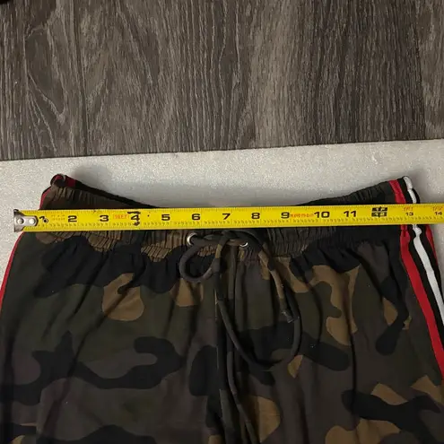 Liz & Sara Camouflage Racing Stripe Drawstring Leisure Pants Size M Indie Sleaze Green Size M