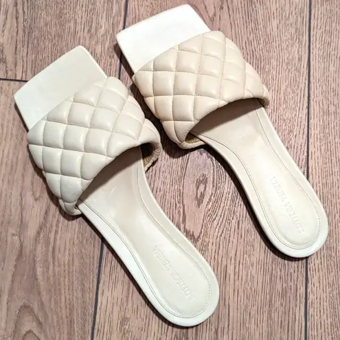 Bottega Veneta 🆕 Womens 41 Quilted Leather Sandals Slides Shoes Square Toe NEW