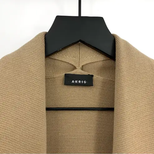 Akris Draped Wool and Mulberry Silk-Blend Cardigan Sand 4