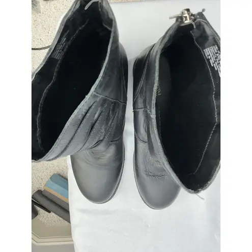 Womans Kennith Cole Reaction Tri It Out Ankle Moto Boots 8.5 M Black Back Zip