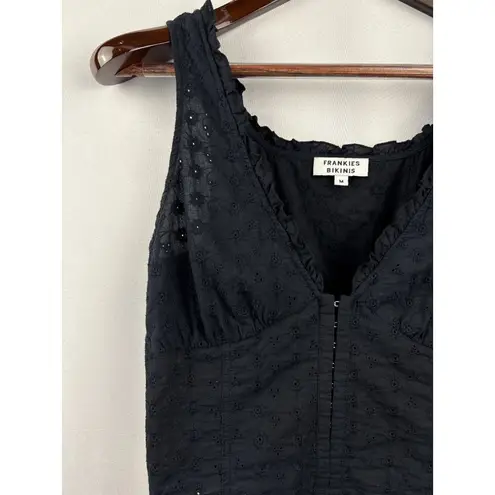 Women’s Frankie’s Bikinis Medium Black Tank Corset Top with a Side Zipper Size undefined