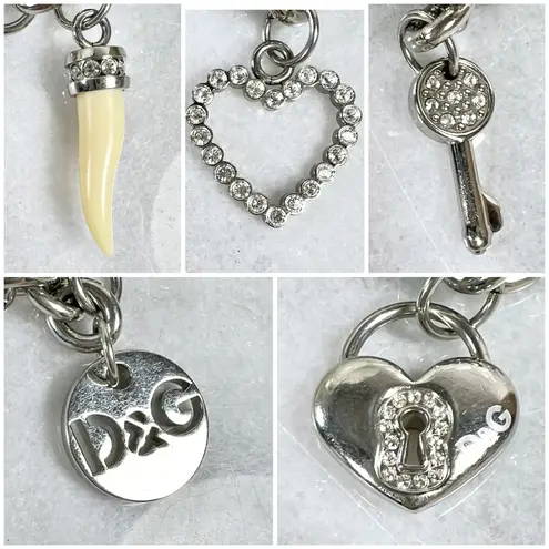 Dolce & Gabbana Silver and Crystal Adjustable Charm Bracelet