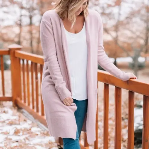 a.n.a Long Sleeve Duster Cardigan Sweater Mauve Pink Purple Open Front Winter M