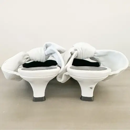 The Row White Leather Coco Bow Kitten Heel Mules sz 40