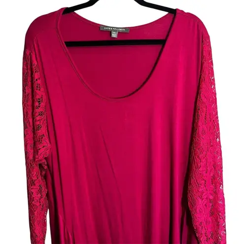 Kate & Mallory Women's Pink Tunic Top Lace Long Sleeve Blouse Size 2X