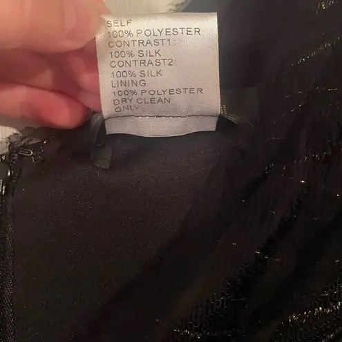 Tadashi Shoji Black Silk Overlay Dress Sz 12 Cocktail Formal Wedding Guest