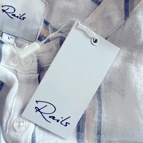 Rails Smocked Waist Mini Dress Striped Linen Blend Size L New with Tag