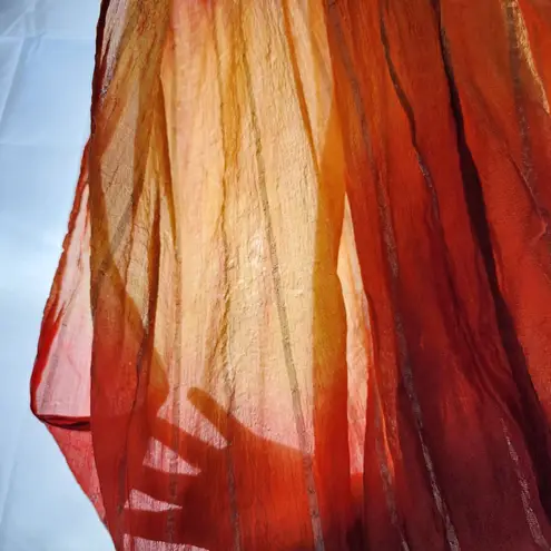 Lounge Scarf Silver Metallic Red Orange Viscose 72x40