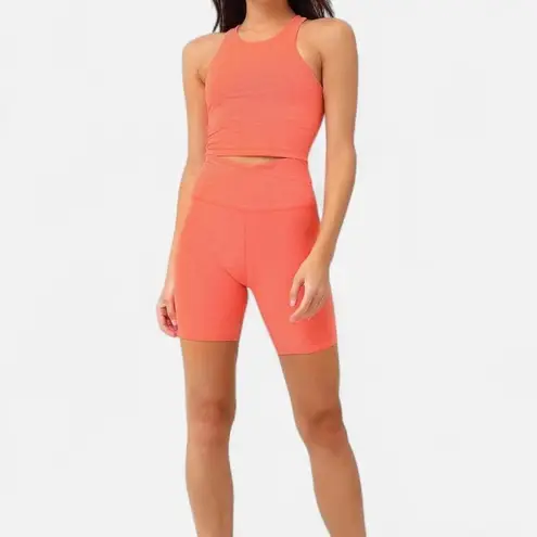 Beyond Yoga Spacedye At Your Leisure High-Waist Biker Shorts Fresh Coral NEW xs