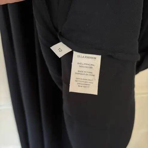 Ulla Johnson Leah Dress Noir Black Midi Puff Sleeve Contrast Trim Size 10 Tie