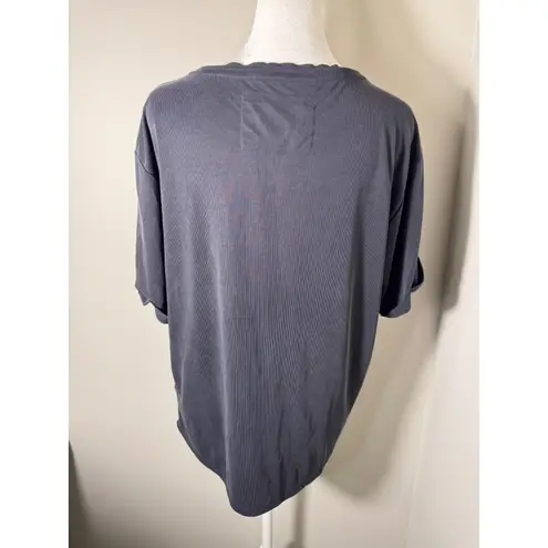 Saturday Sunday Charcoal Grey Wrap Front Short Sleeve Top Women's Size M Gray