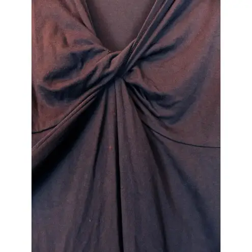 Vertigo Paris Y2K Blouse Women M Brown Rayon Twisted Surplice V Neck LS FLAW