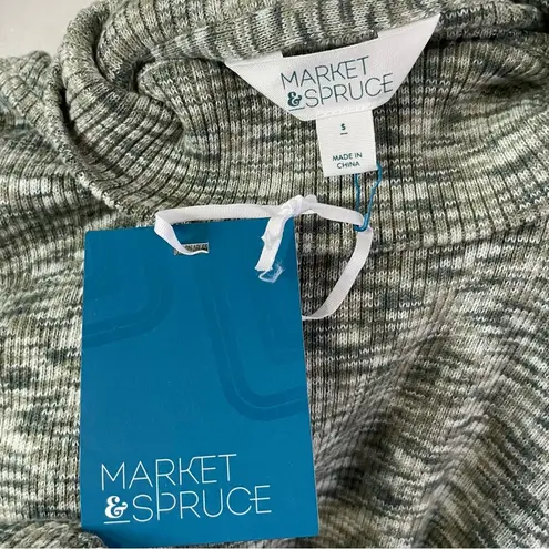 Market & Spruce New Spacedye Rib Knit Mock Neck Rhea Sweater Green Size Small