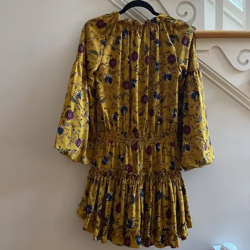 MISA Los Angeles MISA Los Angeles Violet Dress Marigold Yellow Floral Smocked Waist Size XS