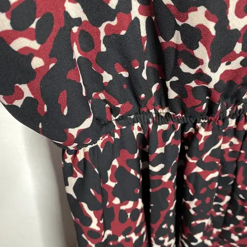 Peyton Jensen Colton leopard asymmetrical hem dress in rust black combo size XS