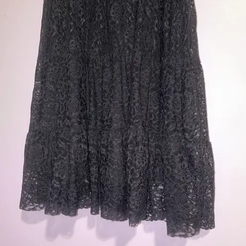 Toumai Babydoll Y2K Tank Top Women Small Black Tiered Lace Overlay Whimsigoth