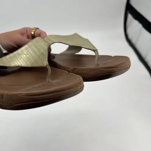 FitFlop Lulu Weave Thong Sandals Pale Gold Brown Shoes style 407-308 size 11