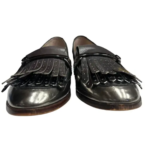 Louise et Cie Anthropologie Womens Patent Leather Kiltie Loafers Silver Size 6.5