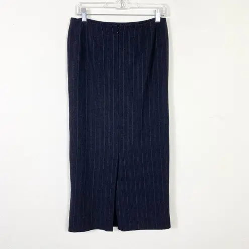 Apostrophe Vintage Y2K Charcoal Grey Pinstriped Long Midi Pencil Skirt Size 8