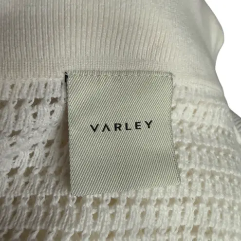 Varley Cole V Neck Ivory Open Knit Polo Sweater Sz XS