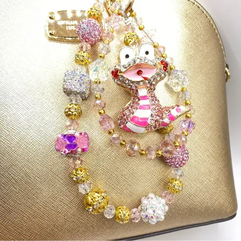 Handmade 🩷 Luxury Bag/Phone Chain Charm/Keychain PINK CHINESE DRAGON Bling Crystal Beads