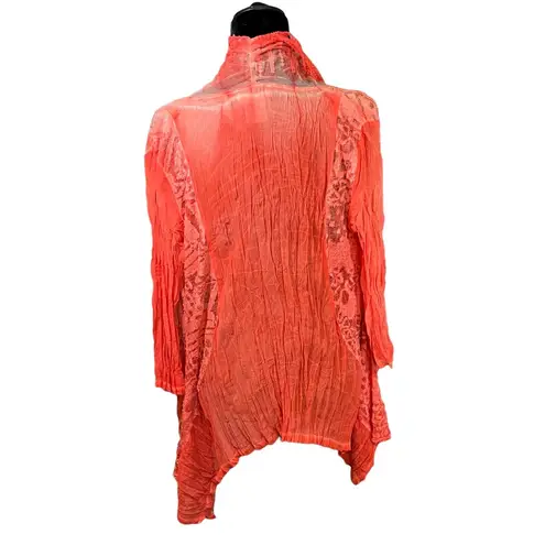 Anis. A Pink Orange Lace Eyelet Waterfall Kimono Cardigan Size Large