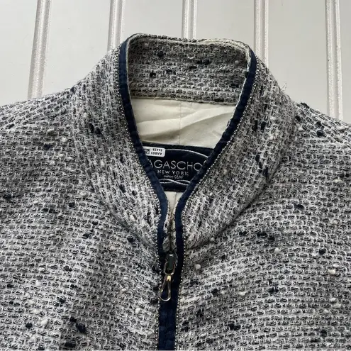 Magaschoni Tweed Blazer Jacket Navy Blue White Size 0 XS Italy Vintage formal