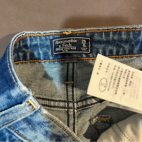 Abercrombie & Fitch  Simon high rise slim Jeans Womens 25/0Med Wash Distressed