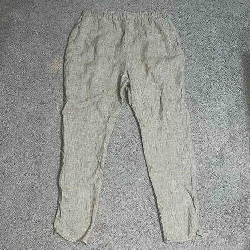 Flax Jeanne Engelhart Lagenlook Linen Tapered Pants Tan Small