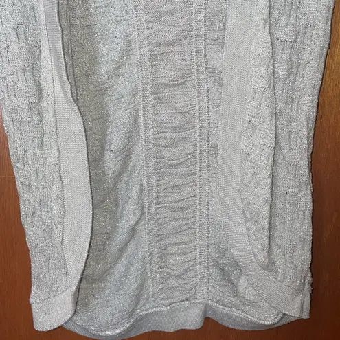 Vanity Size Small Light Gray Shimmer Sparkle 3/4 Sleeve Lightweight Sweater
