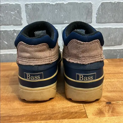 Women’s 7 Bass Duck Shoes Brown & Blue Rubber Lined Weatherproof Drawstring