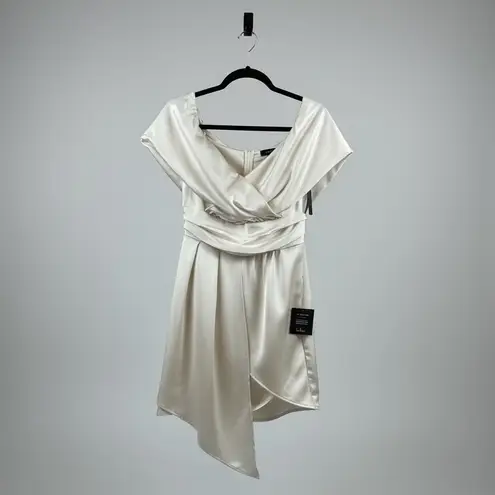 Lulus Always Celebrating Off Shoulder Satin Midi Dress Cocktail Evening NWT Med White