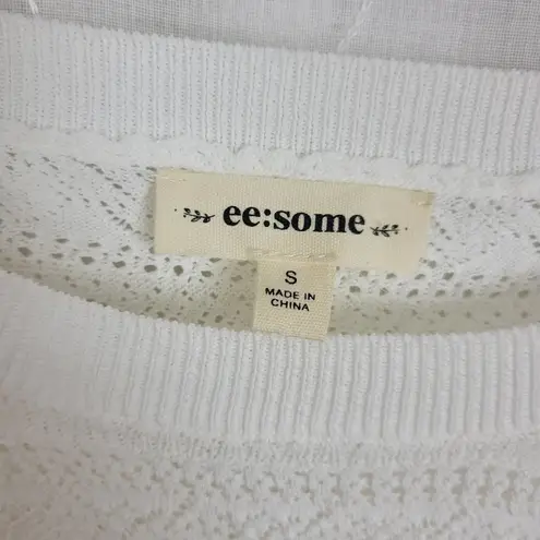 EE: Some Eyelet Knit Crewneck Long Sleeve Pullover Sweater White Size S