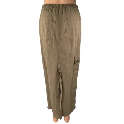 Kirious Brown High Rise Button Zip Slit Maxi Cargo Straight Pencil Skirt Size S