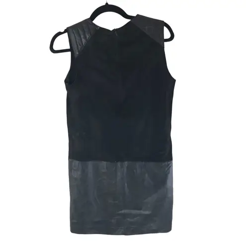 Comptoir Des Cotonniers Shift Dress Goat Leather Lambskin Sleeveless Black 36