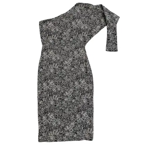Chiara Boni La Petite Robe Hettie one shoulder bodycon dress Dalia Print sz 42 6 Black Size M